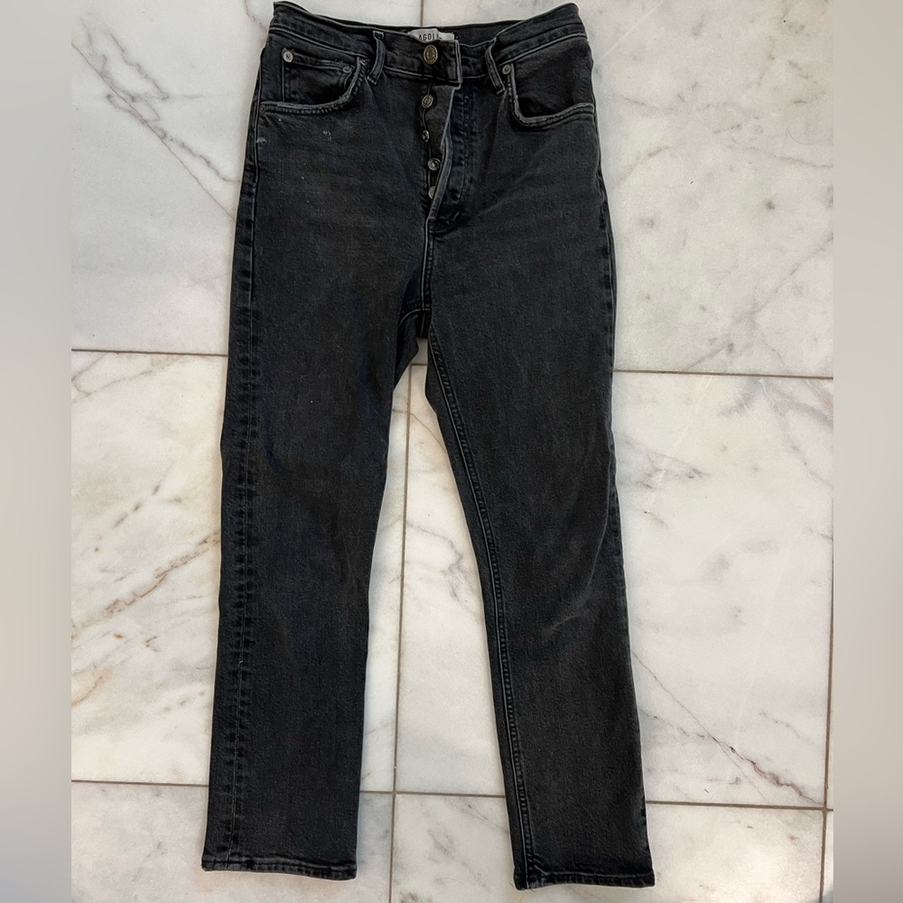 Agolde washed black straight leg jeans